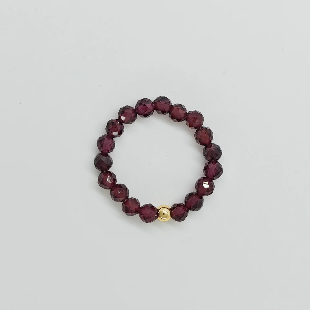 3mm Multi Round Faceted Bead Ring Elastic Rings Stackable