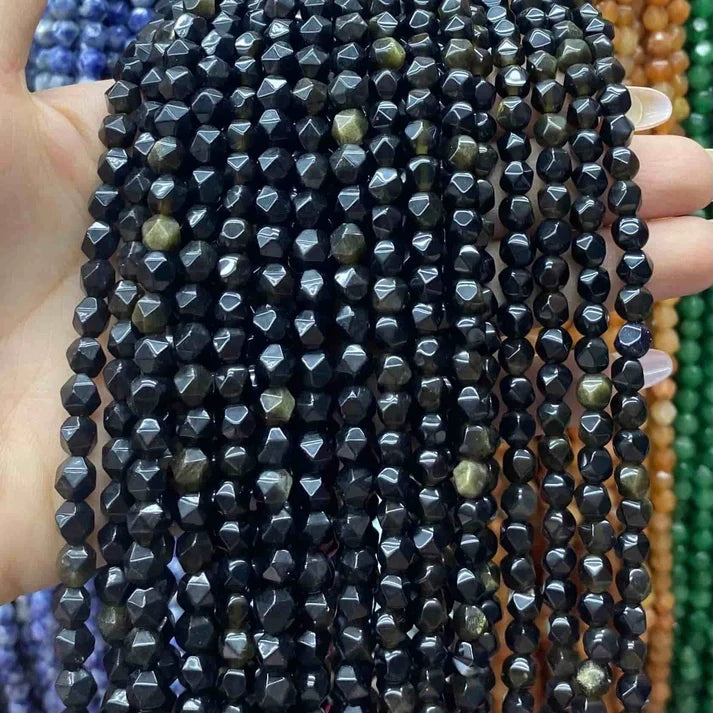 Diamond Shape Obsidian Beads