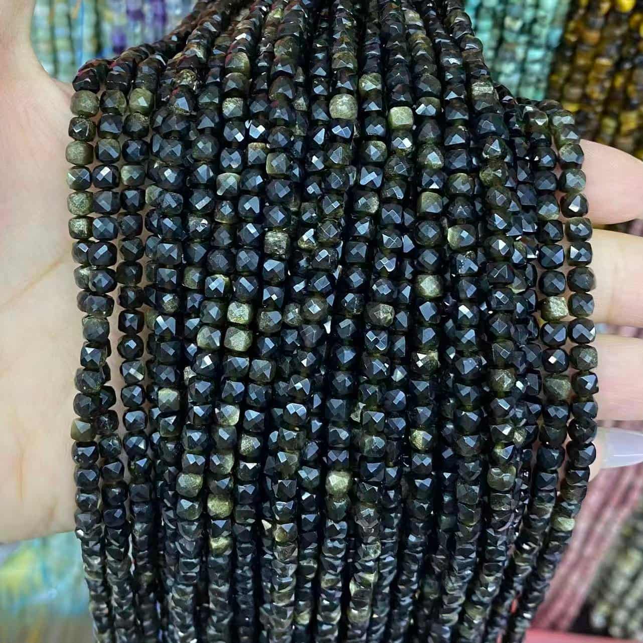 Square Faceted Beads 4-5MM Gemstone/Quartz/Jasper/Agate