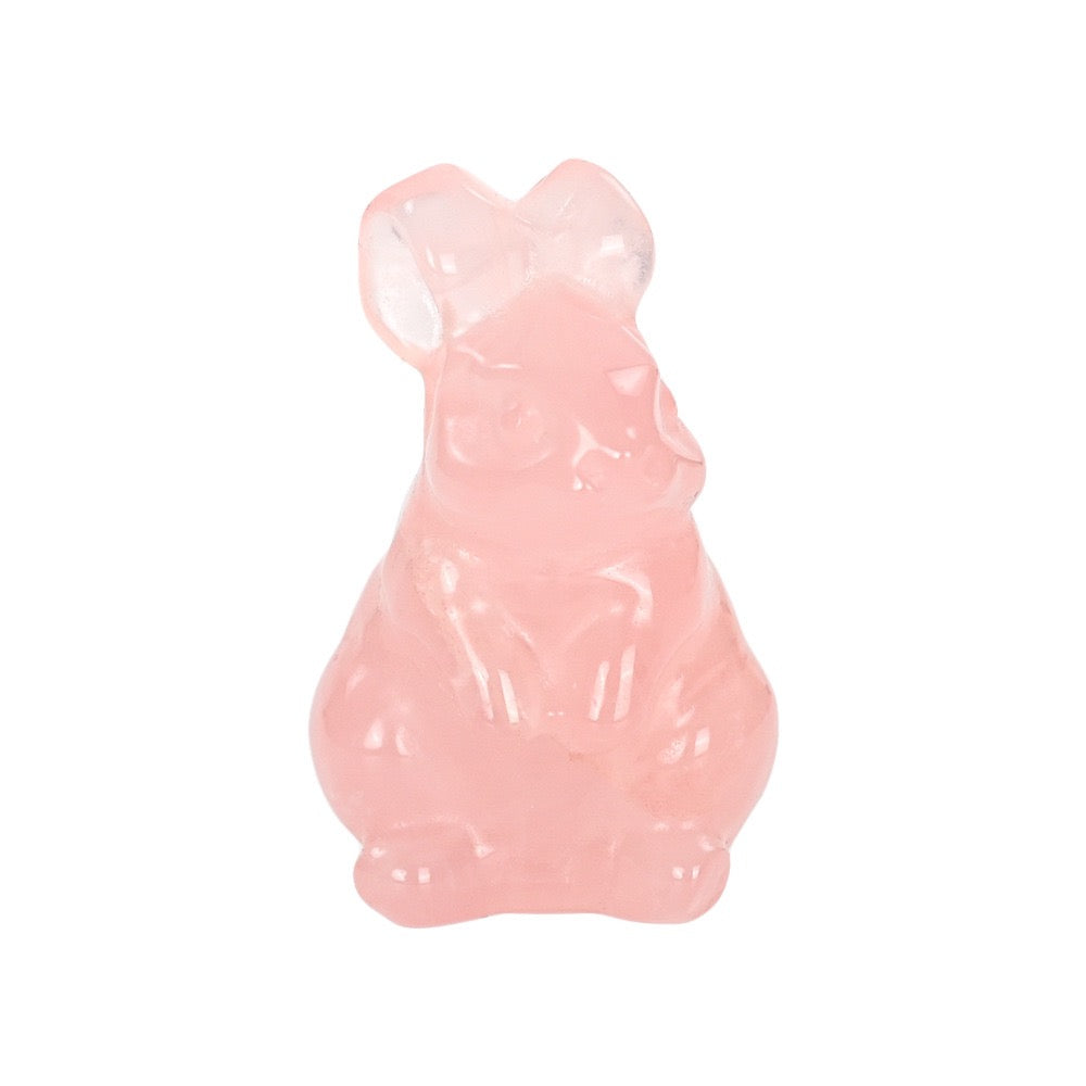 Cute Rabbit Statue Hand Carved Animal Figurine