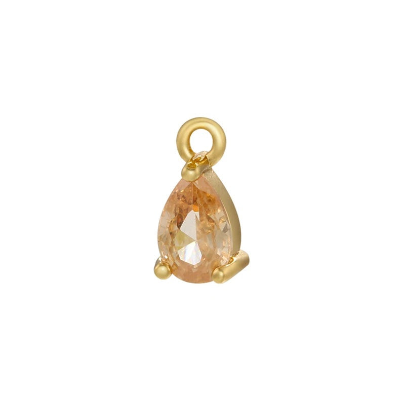 1PCS Brass CZ Water Drop Charms Pendants