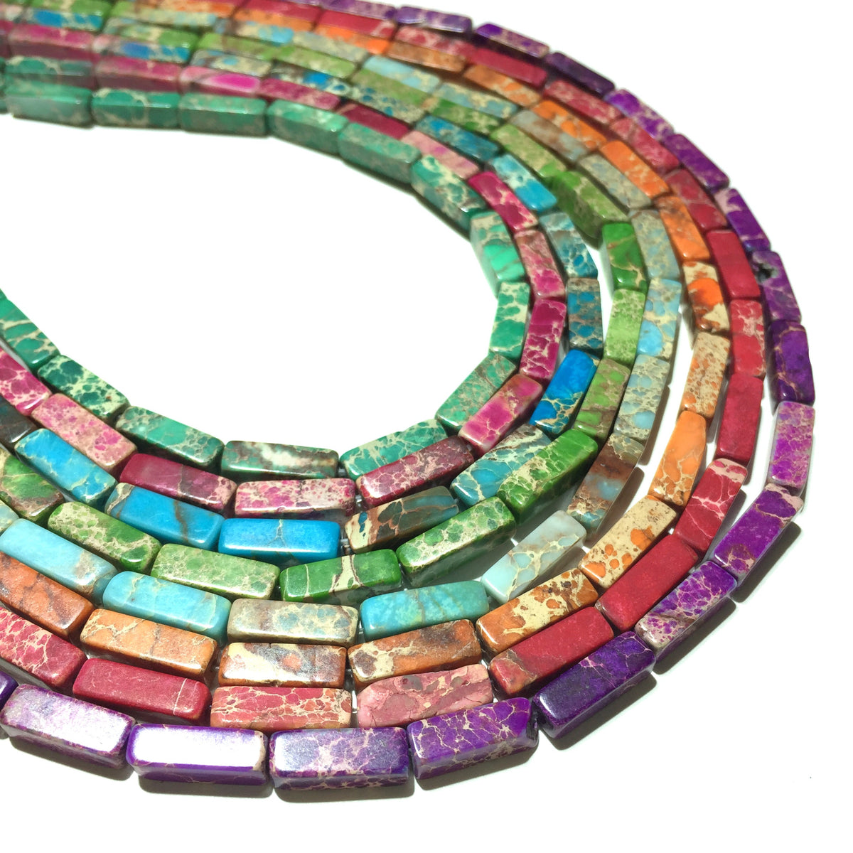 Square Tube Sea Sediment Japser Beads 4x13mm