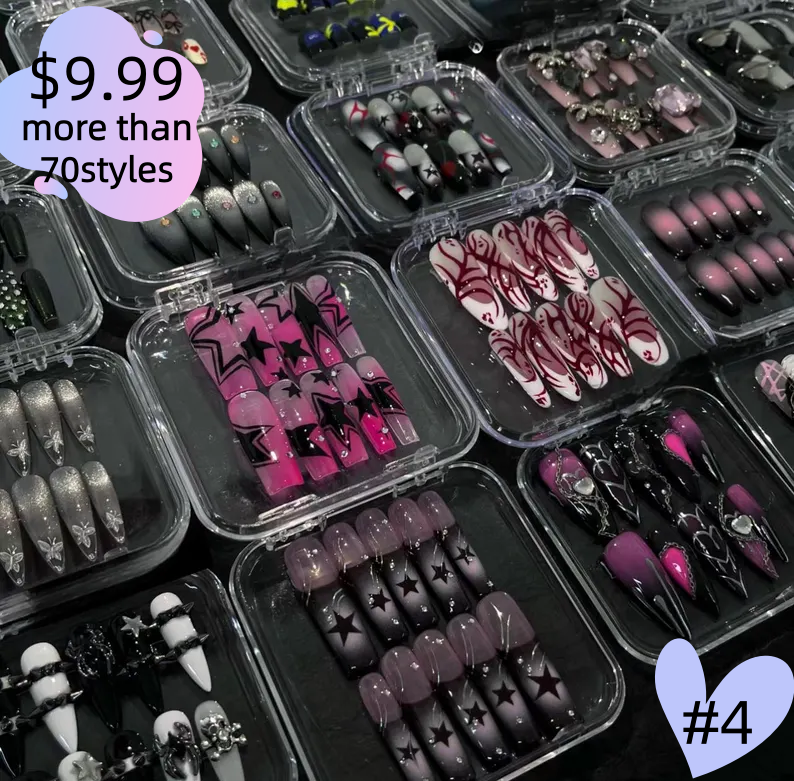 #4 Press-On Nails Box Handmade, Reusable, Unique Styles