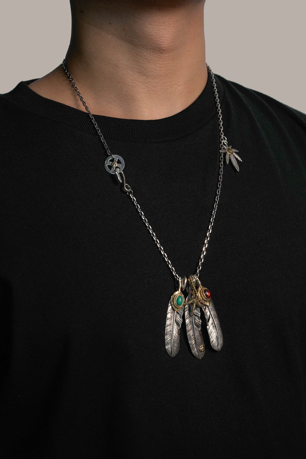 Japan Takahashi Goro Leaf John Mayer Necklace Feather Set Retro Silver