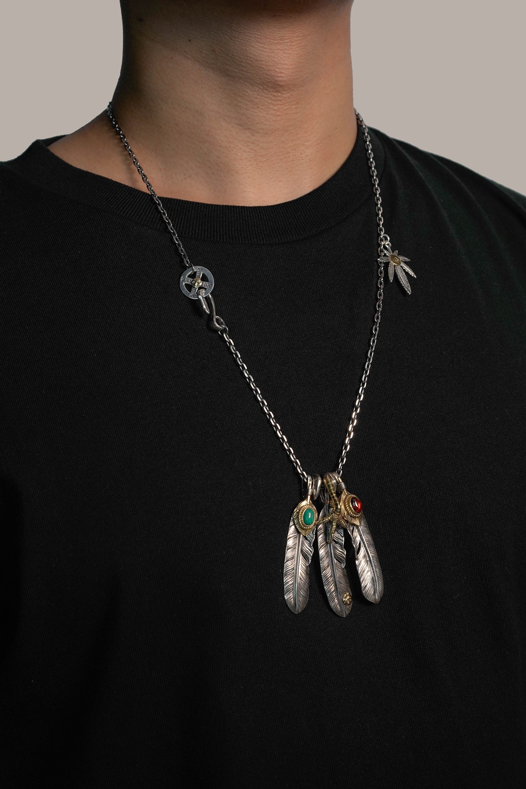 Japan Takahashi Goro Leaf John Mayer Necklace Feather Set Retro Silver