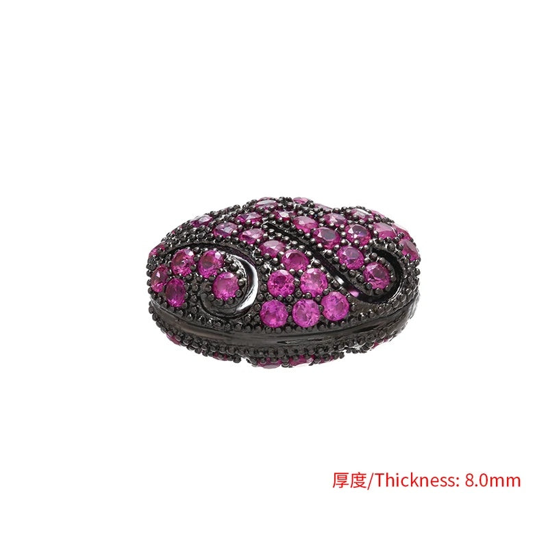 1PCS Brass Cubic Zirconia Colorful Flat Beads