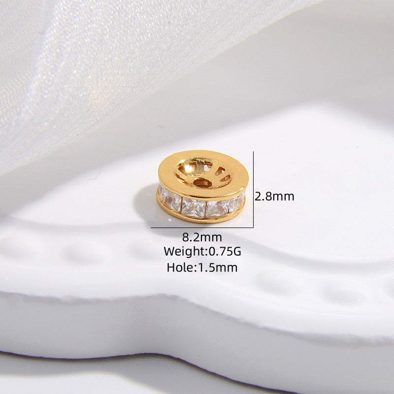 1PCS Brass Zircon Wheel Spacer Beads