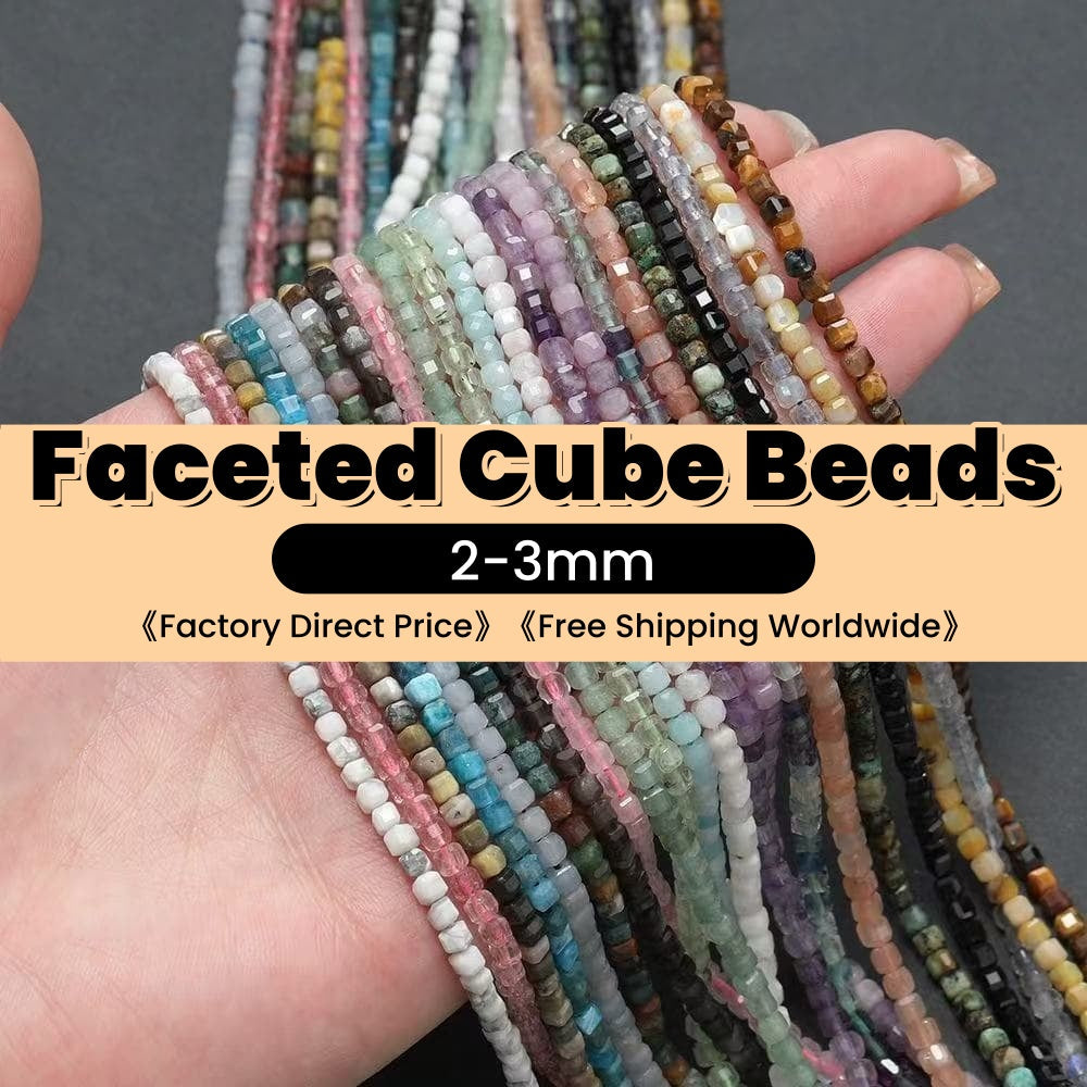 Tiny Square Faceted Beads 2-3mm Gemstone/Quartz/Jasper/Agate