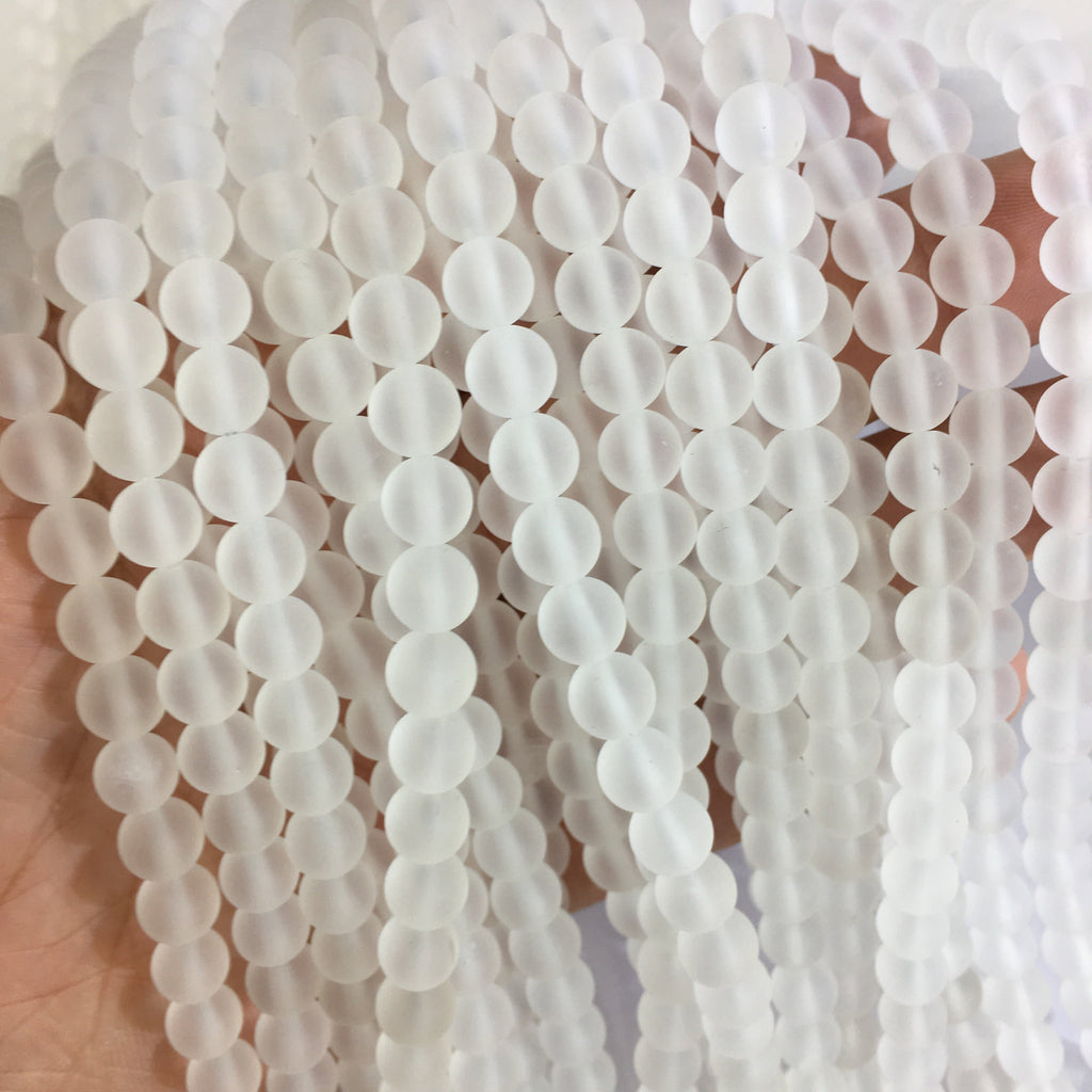 Matte Round Clear Quartz Beads