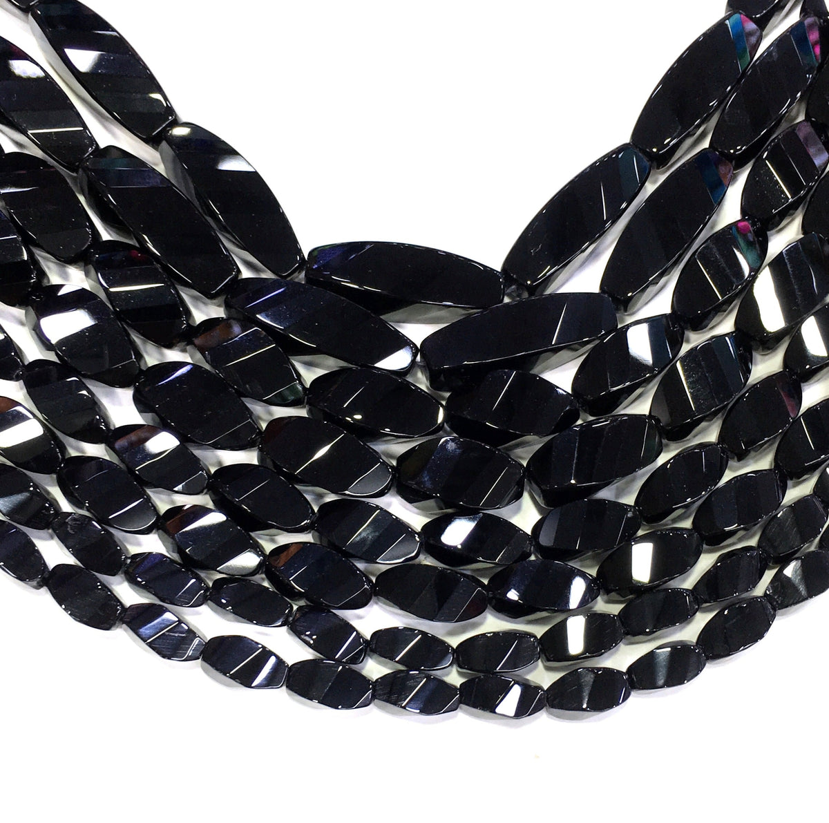 Twisted Shape Black Onyx Beads