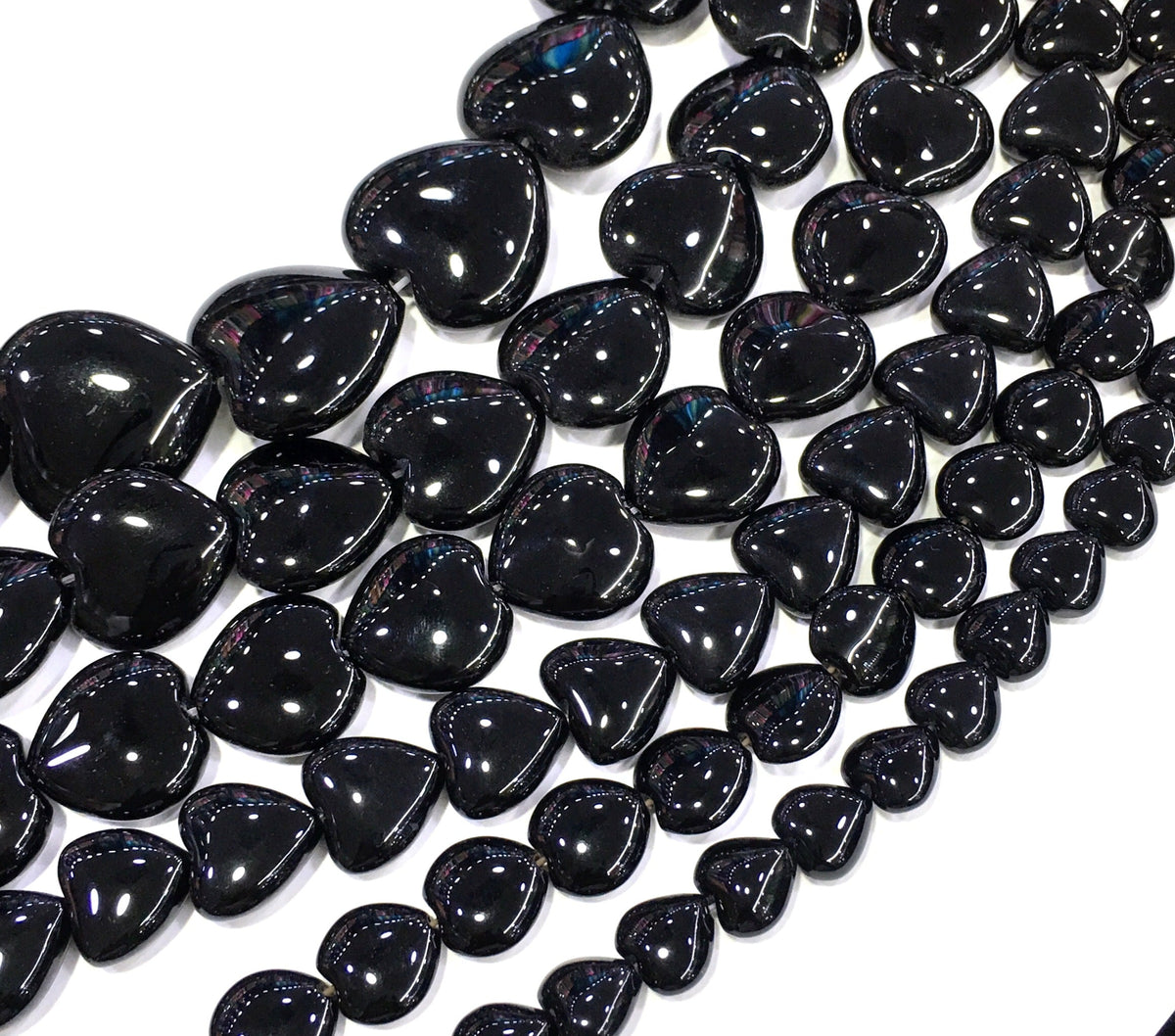 Heart Shape Black Onyx Beads