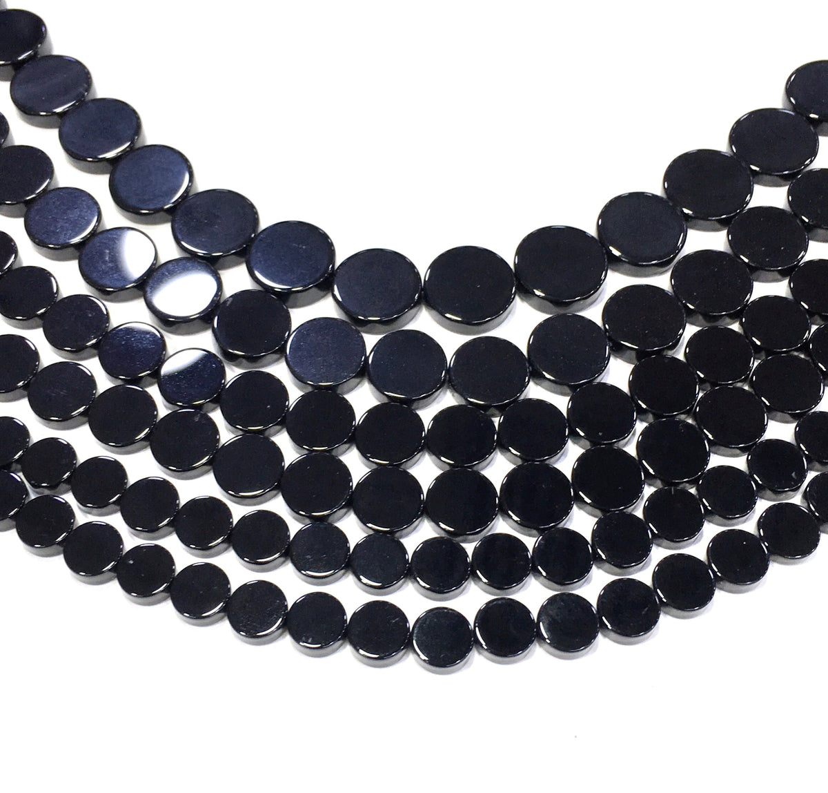 Coin Shape Black Onyx Beads