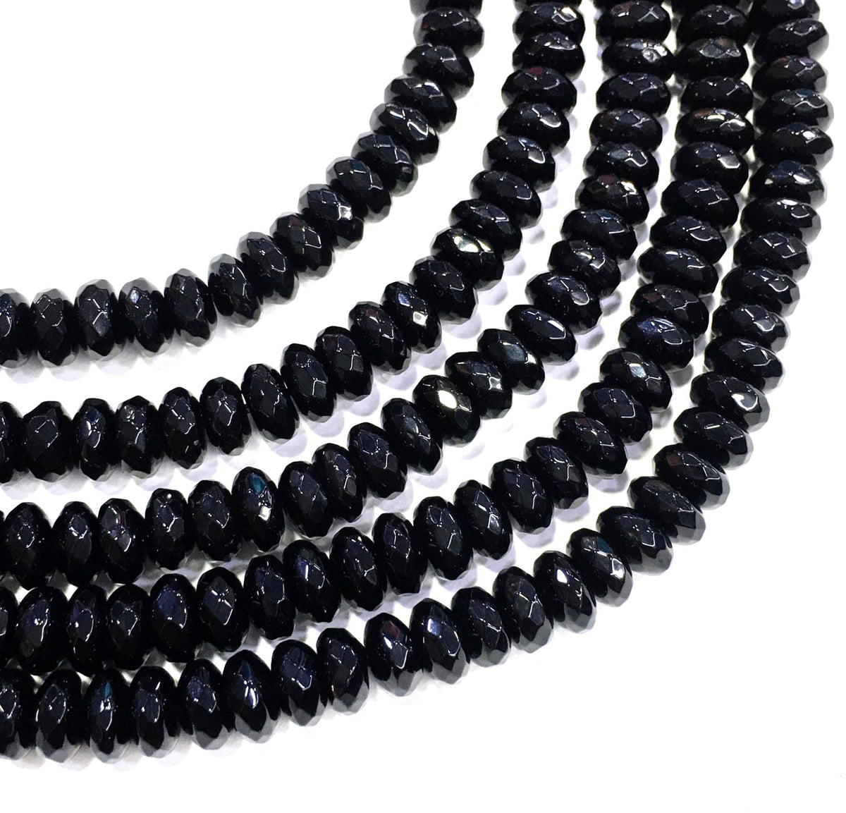 Rondelle Shape Black Onyx Beads