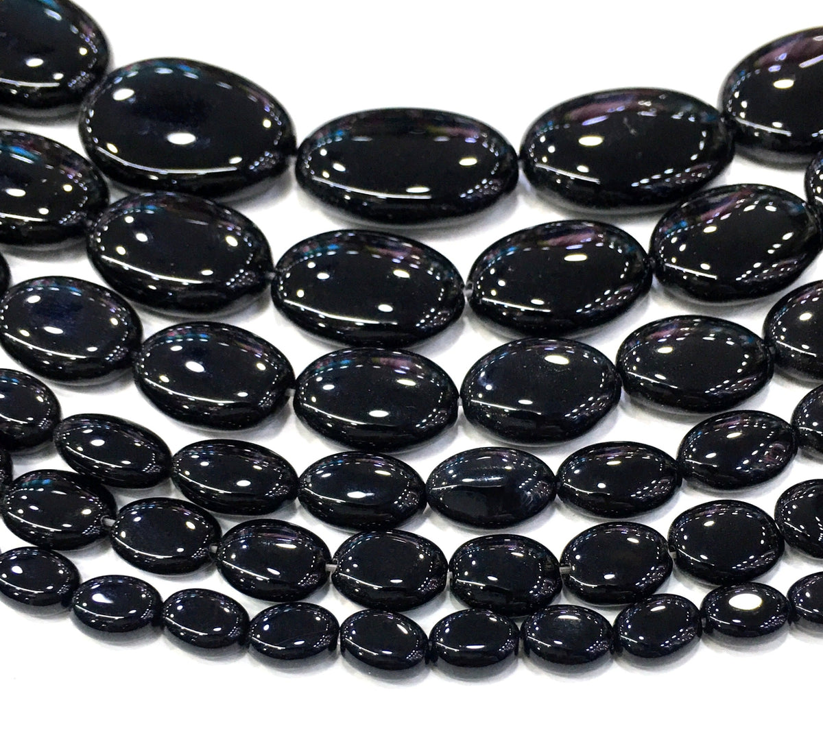 Oval Black Onyx Beads