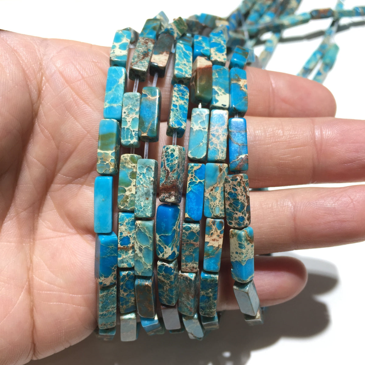 Square Tube Sea Sediment Japser Beads 4x13mm