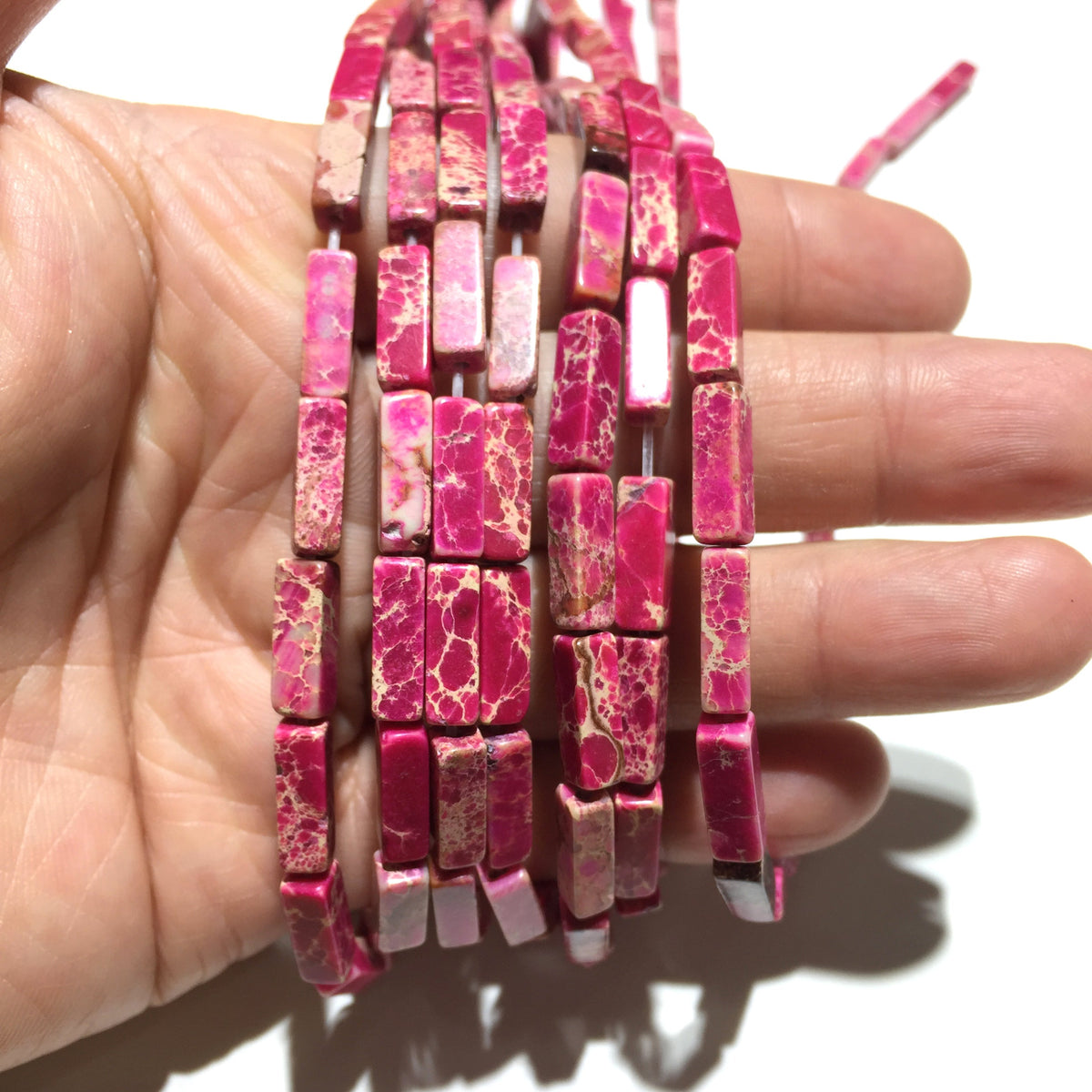 Square Tube Sea Sediment Japser Beads 4x13mm