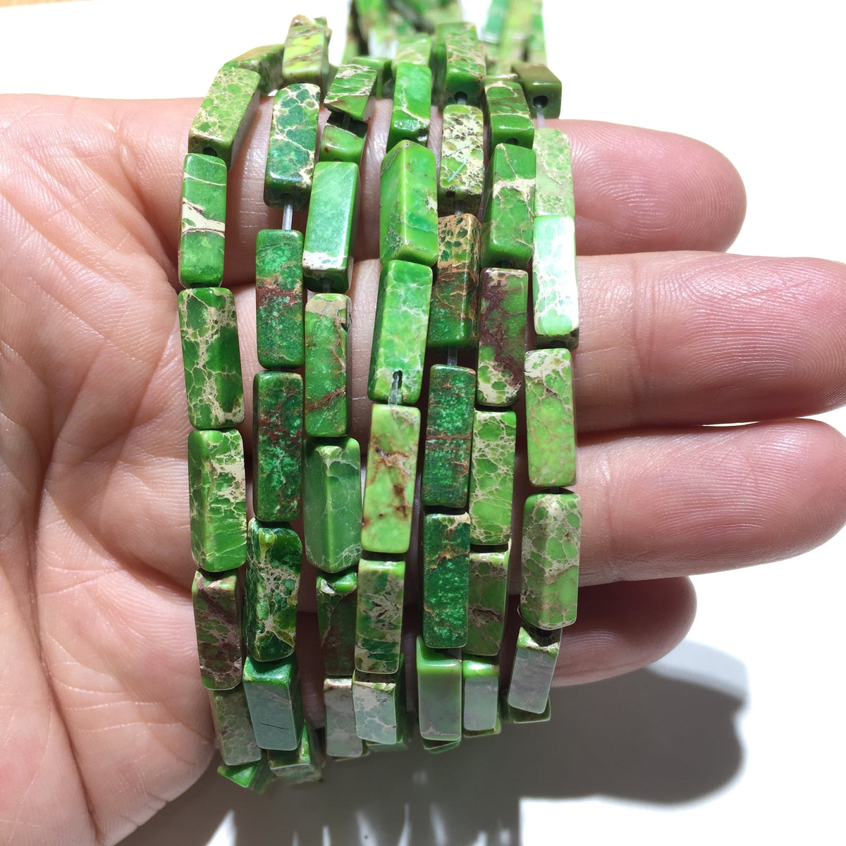 Square Tube Sea Sediment Japser Beads 4x13mm