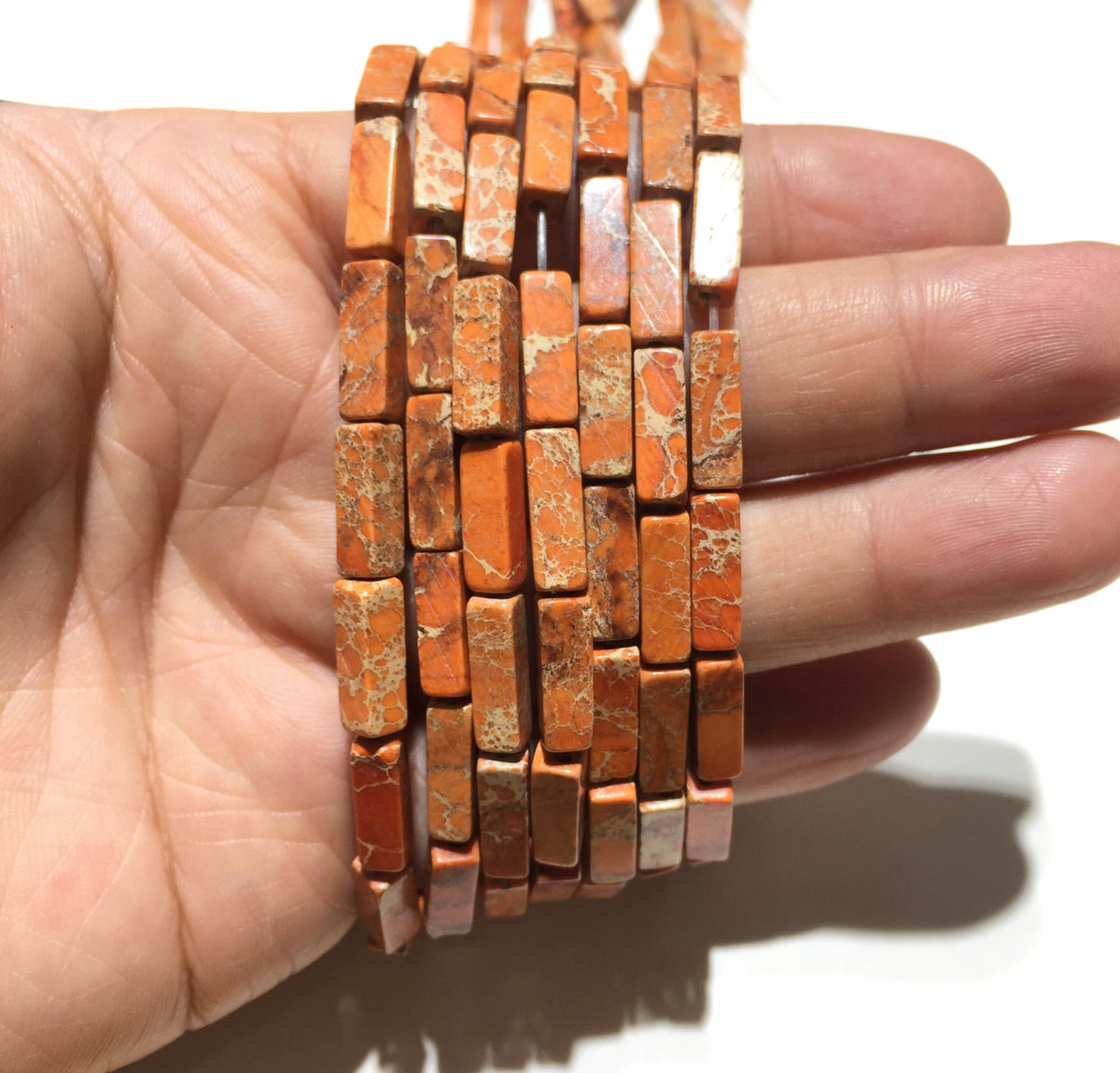 Square Tube Sea Sediment Japser Beads 4x13mm