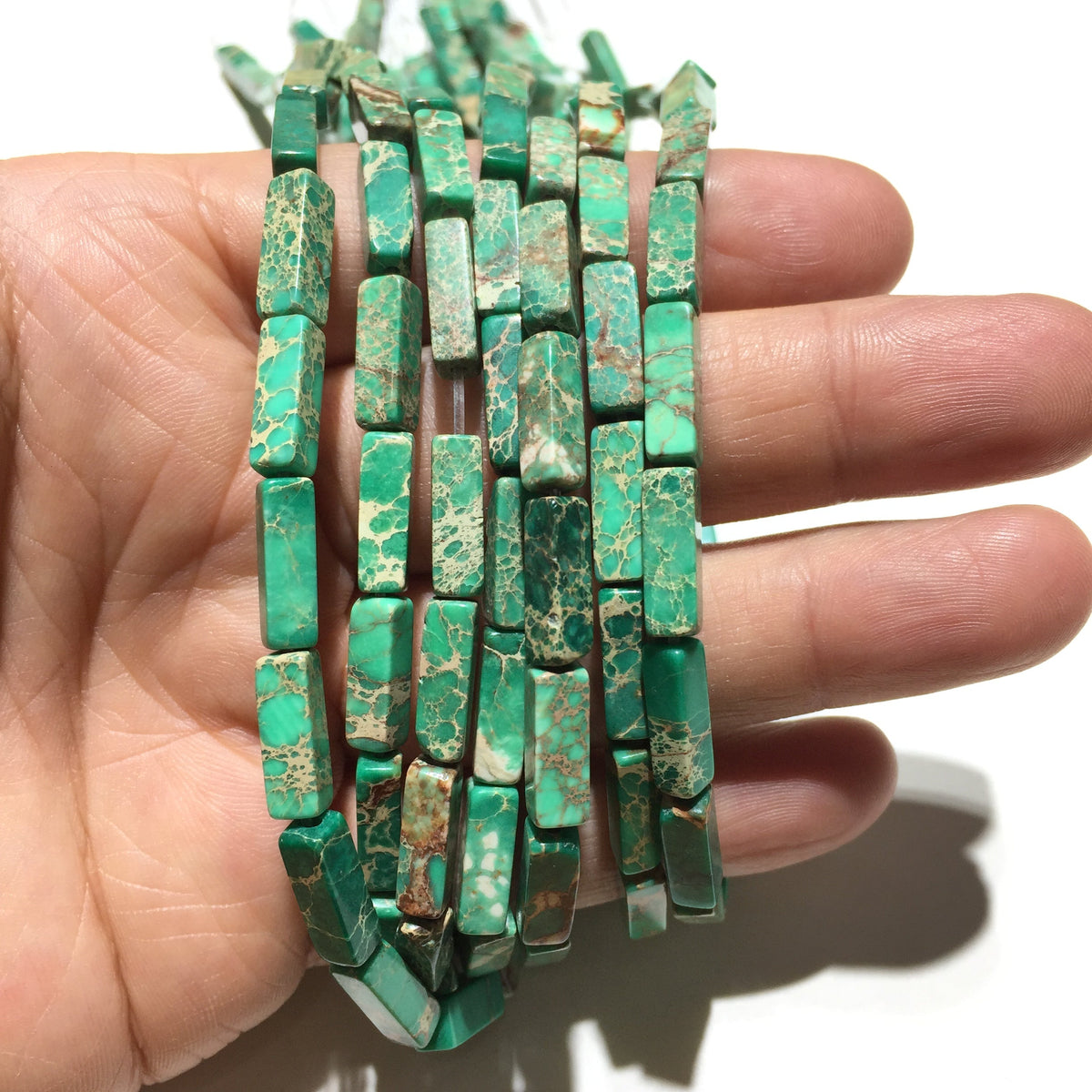 Square Tube Sea Sediment Japser Beads 4x13mm