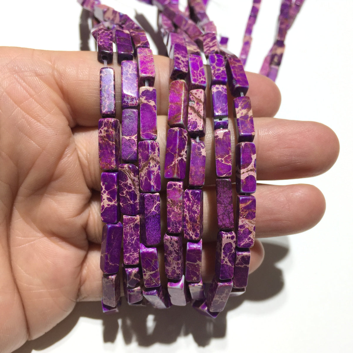 Square Tube Sea Sediment Japser Beads 4x13mm