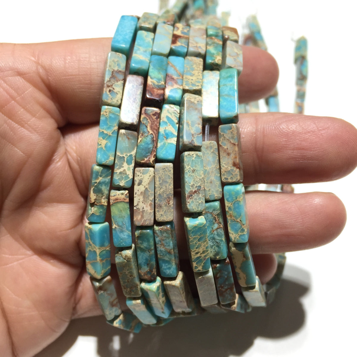 Square Tube Sea Sediment Japser Beads 4x13mm
