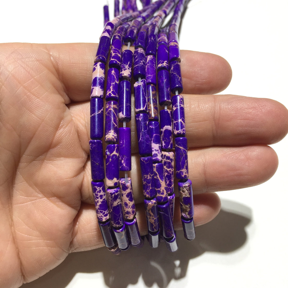 Cylindrical Tube Sea Sediment Japser Beads 4x13mm