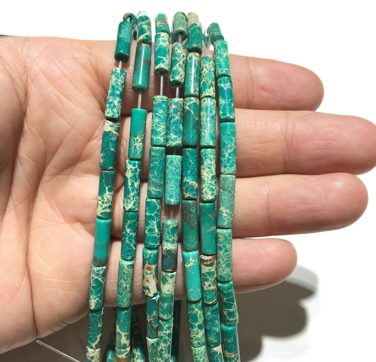 Cylindrical Tube Sea Sediment Japser Beads 4x13mm