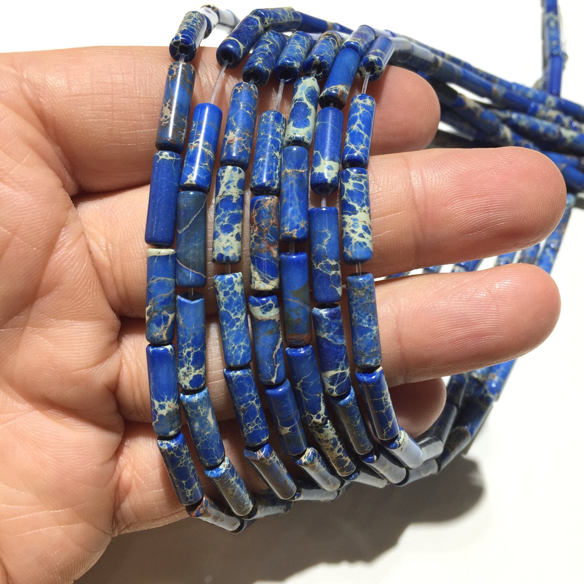 Cylindrical Tube Sea Sediment Japser Beads 4x13mm