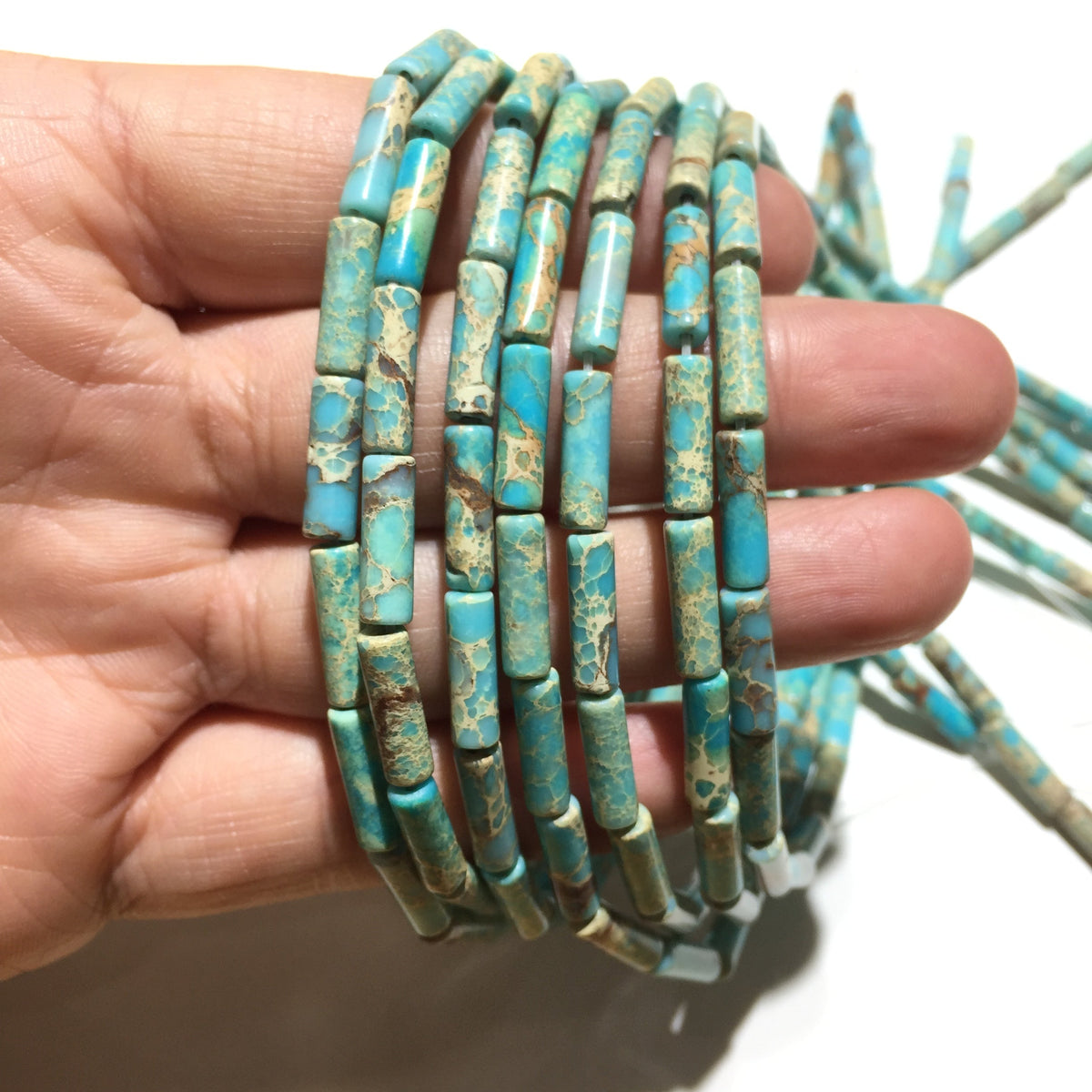 Cylindrical Tube Sea Sediment Japser Beads 4x13mm