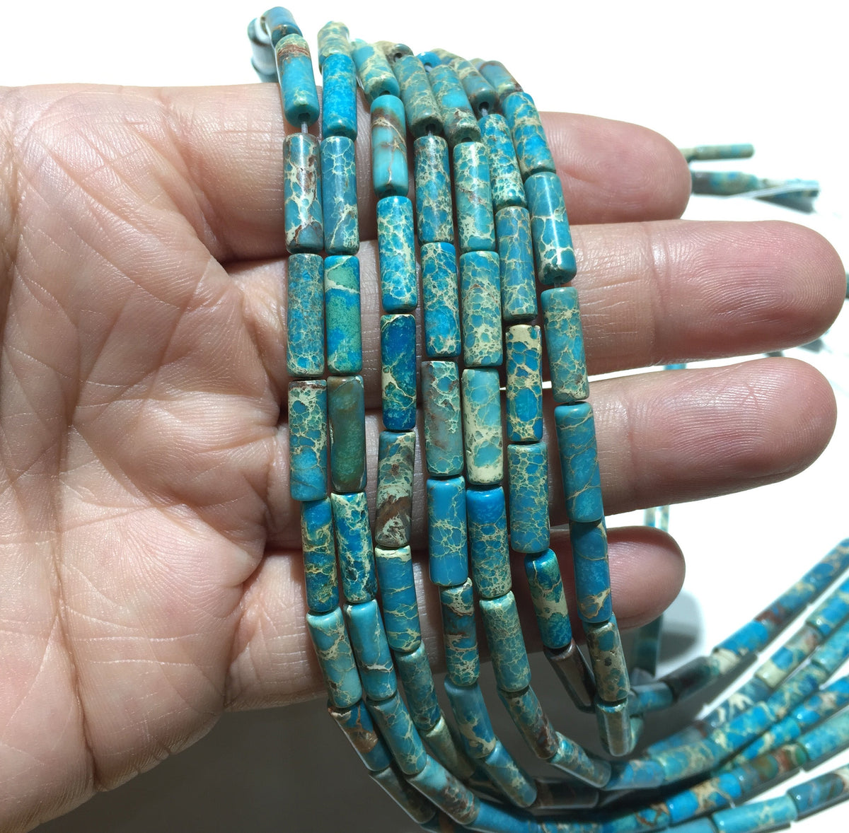 Cylindrical Tube Sea Sediment Japser Beads 4x13mm