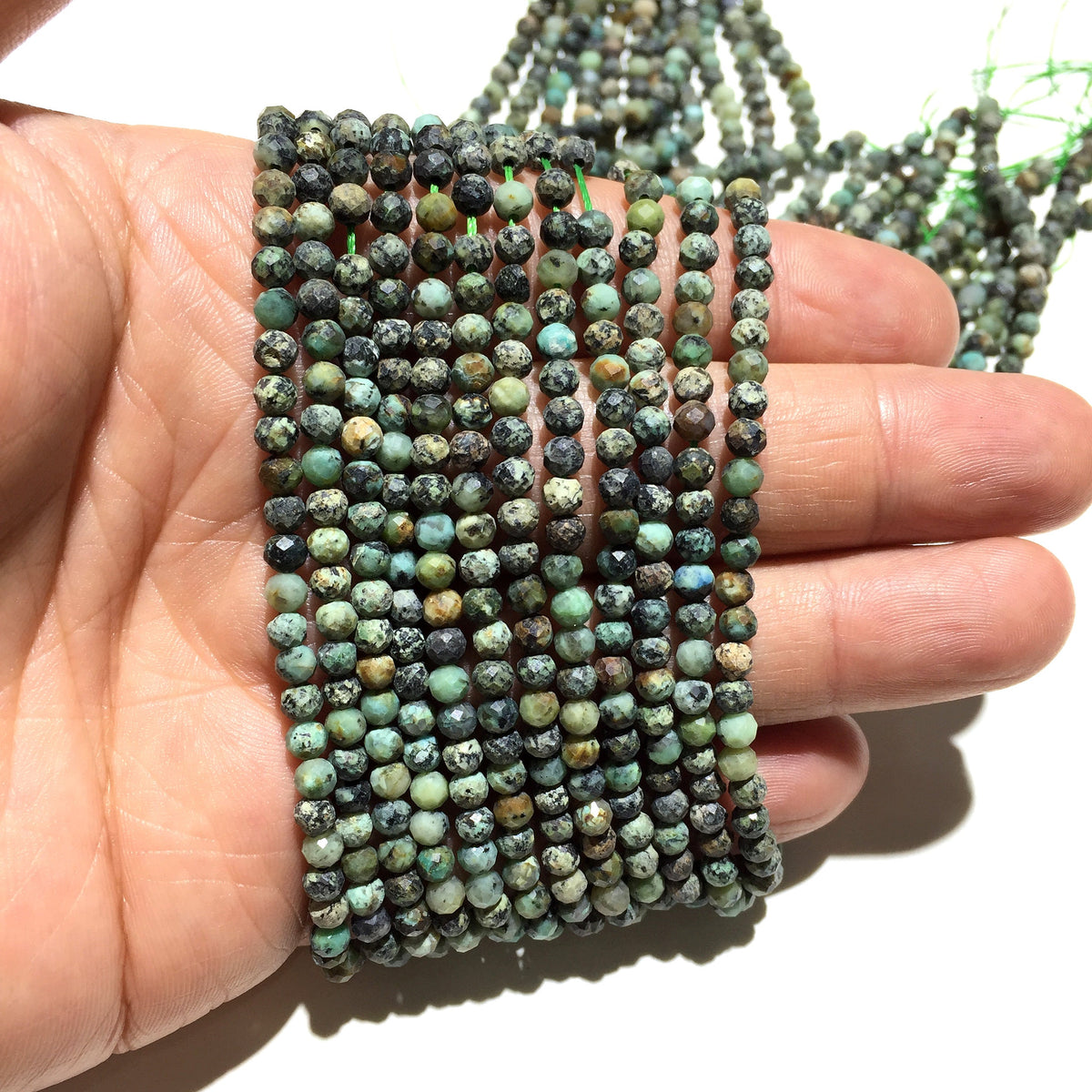 African Turqouise Tiny Faceted Round Beads 2mm 3mm 4mm
