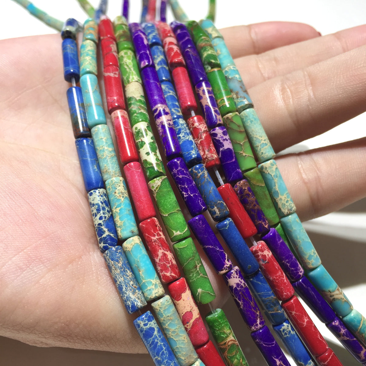 Cylindrical Tube Sea Sediment Japser Beads 4x13mm