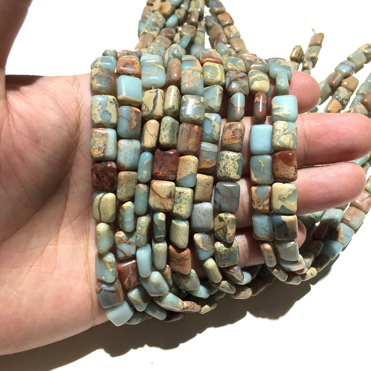 Rectangle Shape Snake Skin Jasper Beads