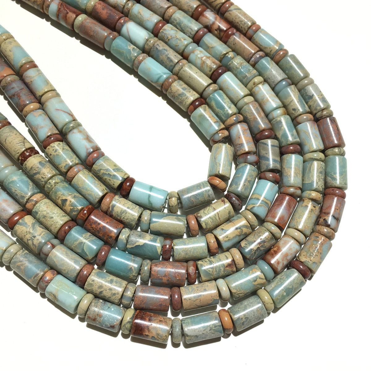 Cylinder Tube Shape Snake Skin Jasper Beads