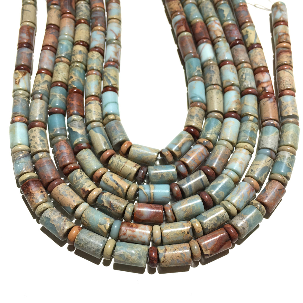 Cylinder Tube Shape Snake Skin Jasper Beads