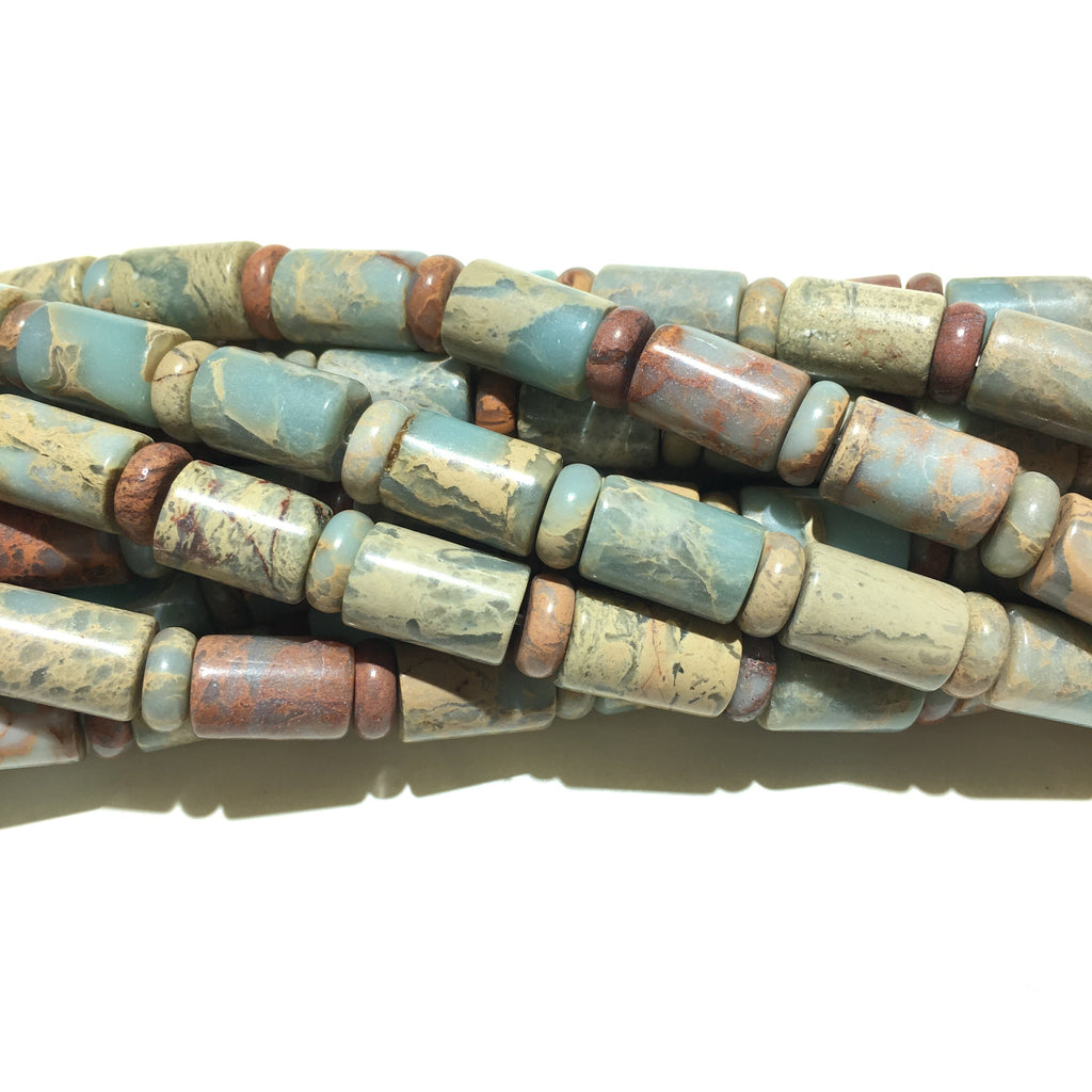 Cylinder Tube Shape Snake Skin Jasper Beads
