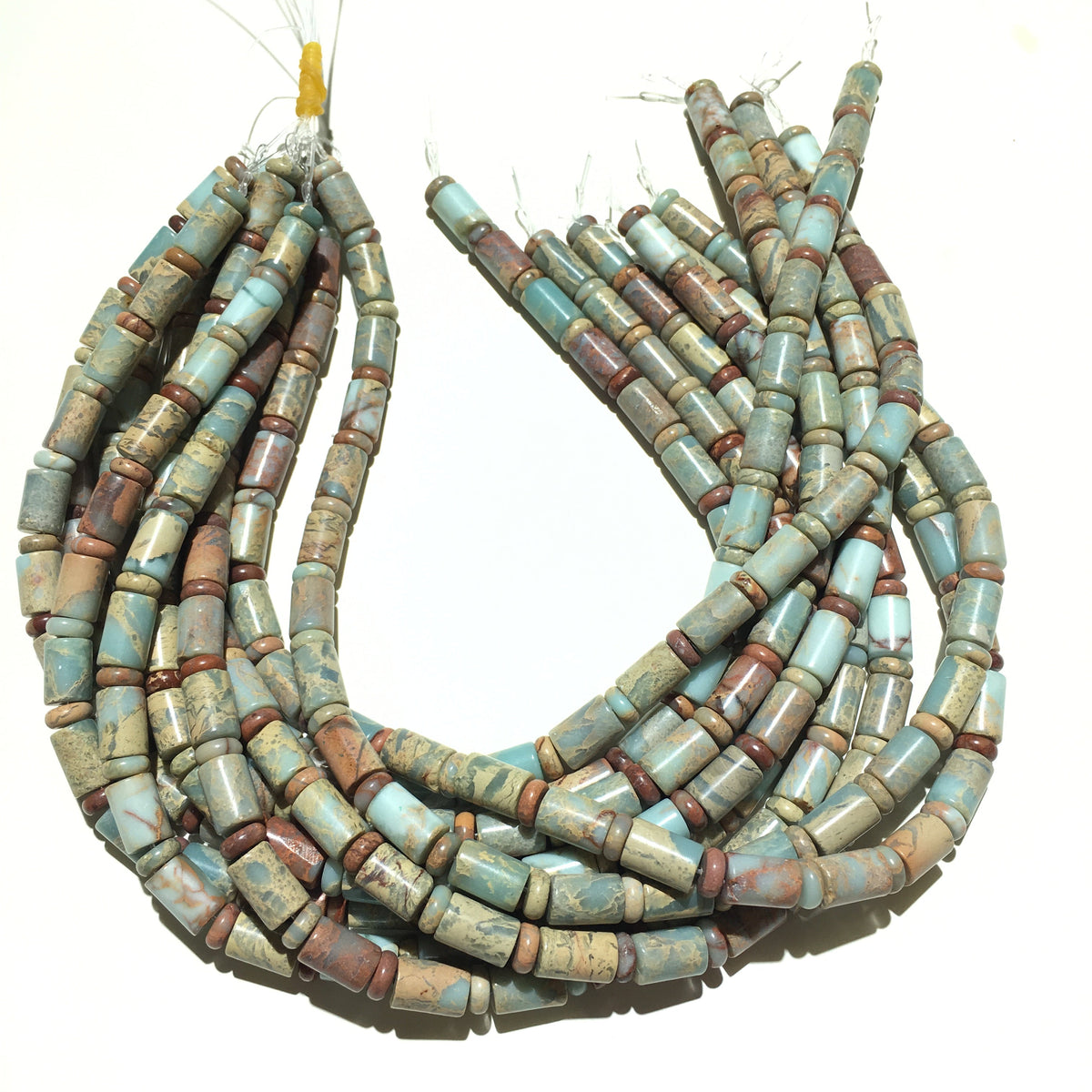Cylinder Tube Shape Snake Skin Jasper Beads