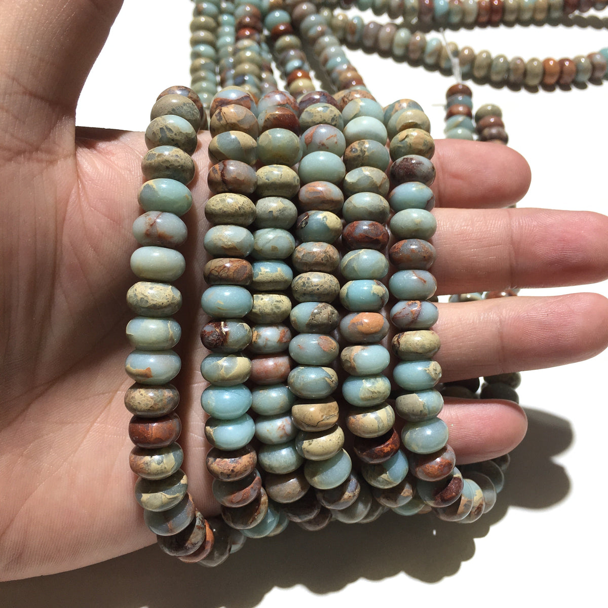 Rondelle Shape Snake Skin Jasper Beads
