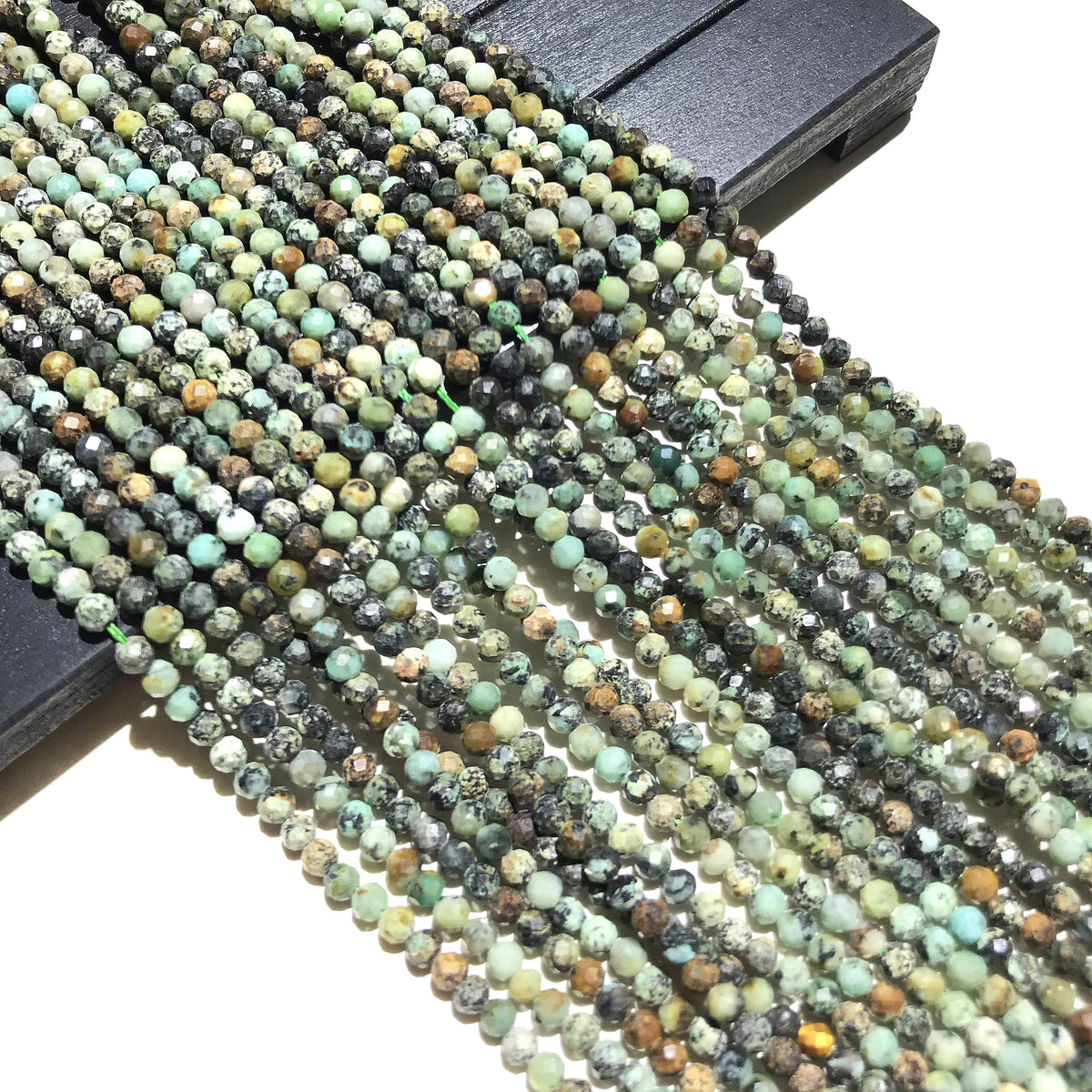 African Turqouise Tiny Faceted Round Beads 2mm 3mm 4mm