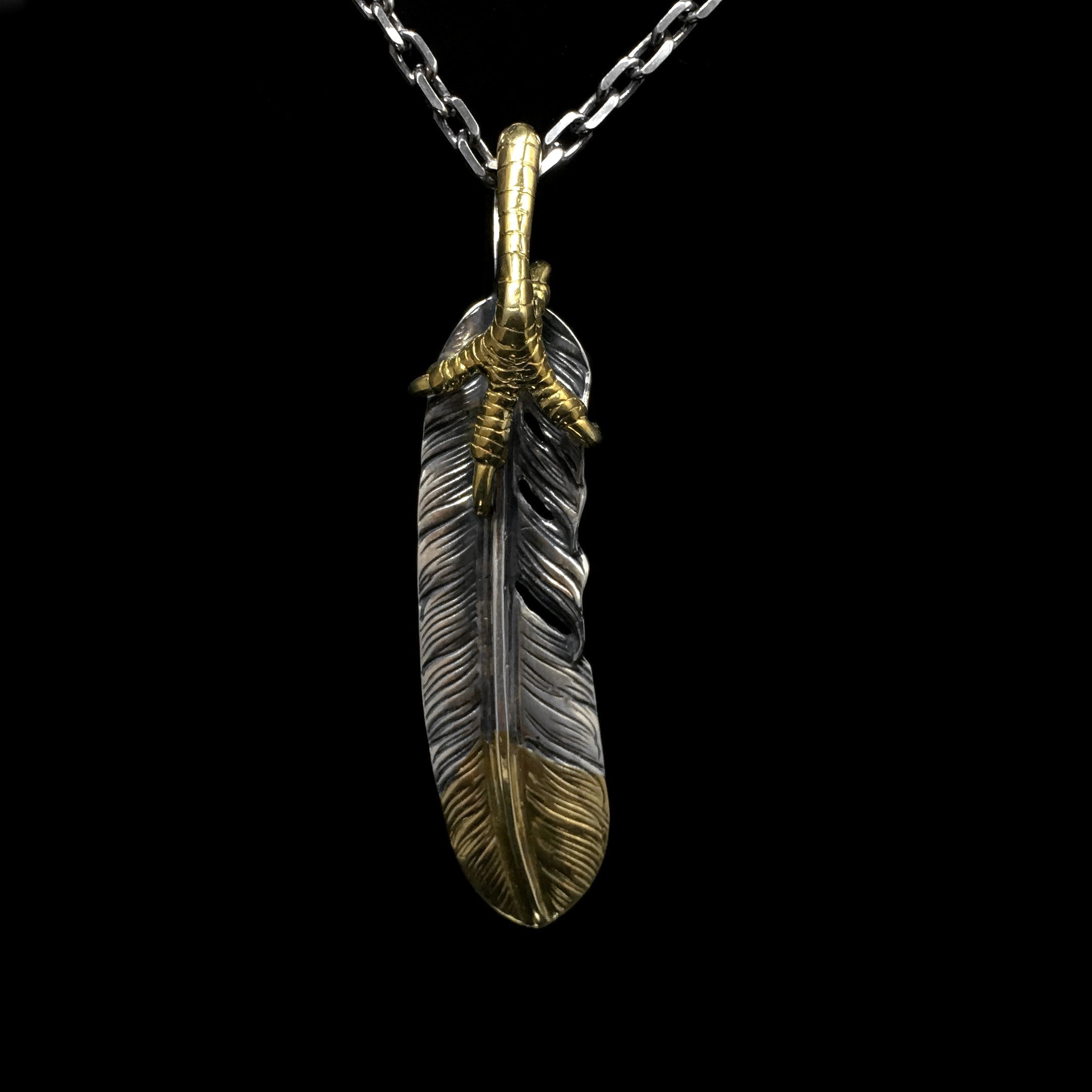 Left Eagle Claw Feather Retro 925 Silver Pendant Japan Takahashi Goro with Brass