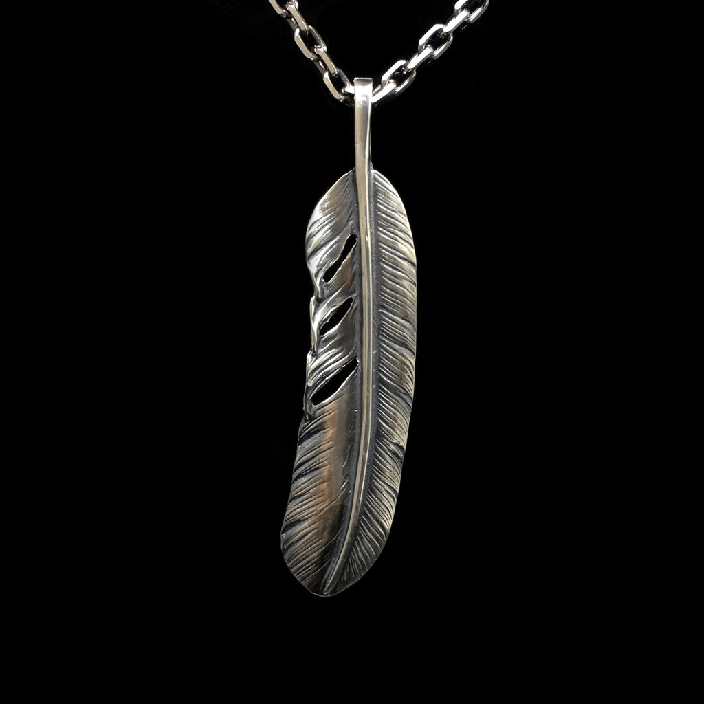 Right Feather Simple Leaf Retro 925 Silver Goro Takahashi Pendant
