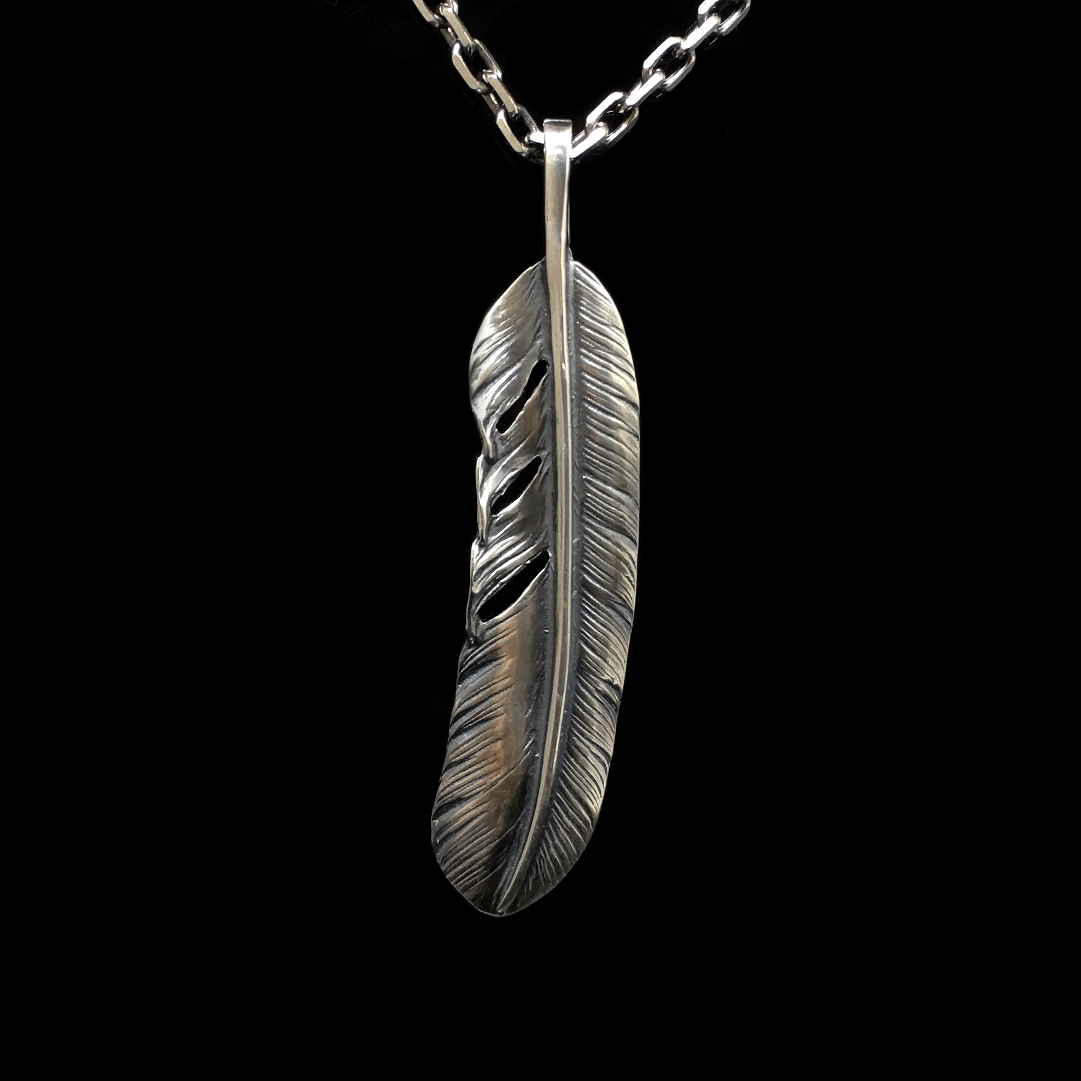 Right Feather Simple Leaf Retro 925 Silver Goro Takahashi Pendant