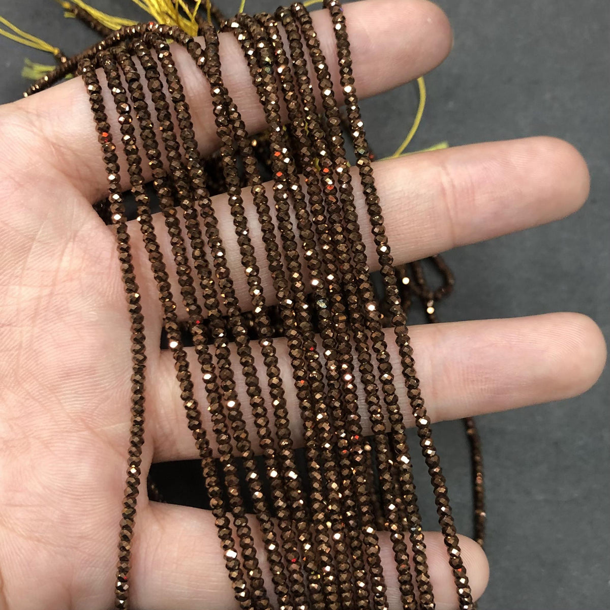 Tiny Faceted Rondelle Hematite Beads