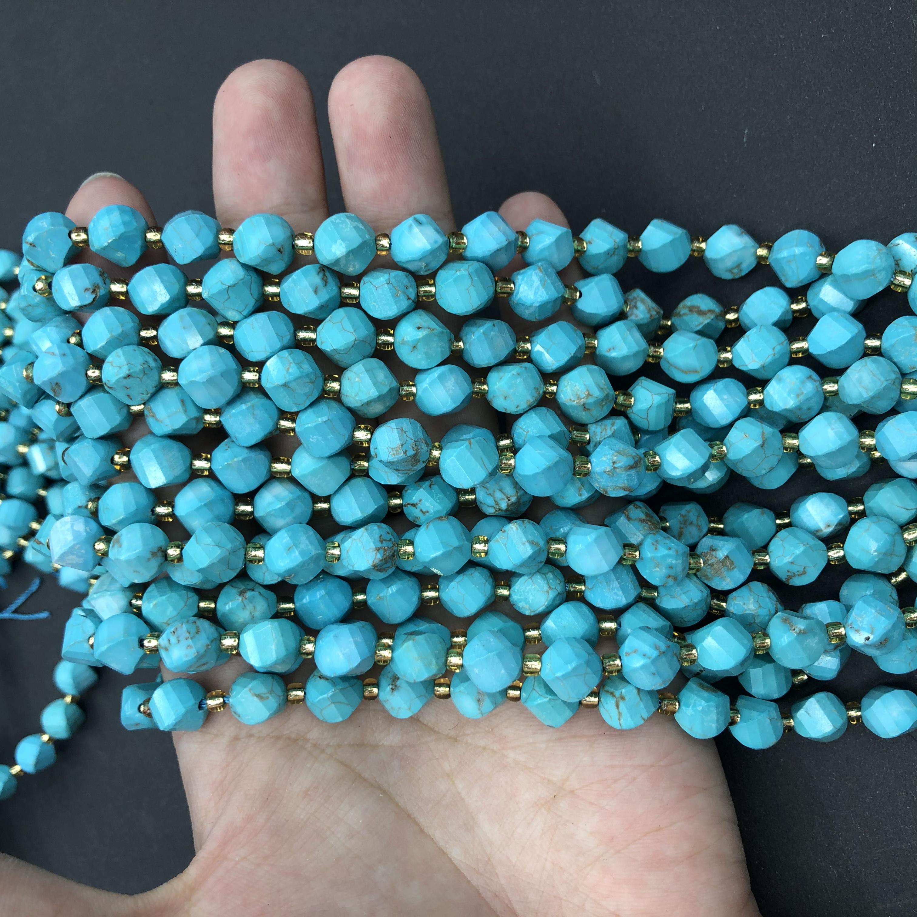 Turquoise Loose Beads Round Fcaeted Rice Rondelle Flat Oval Irregular Shape Beads
