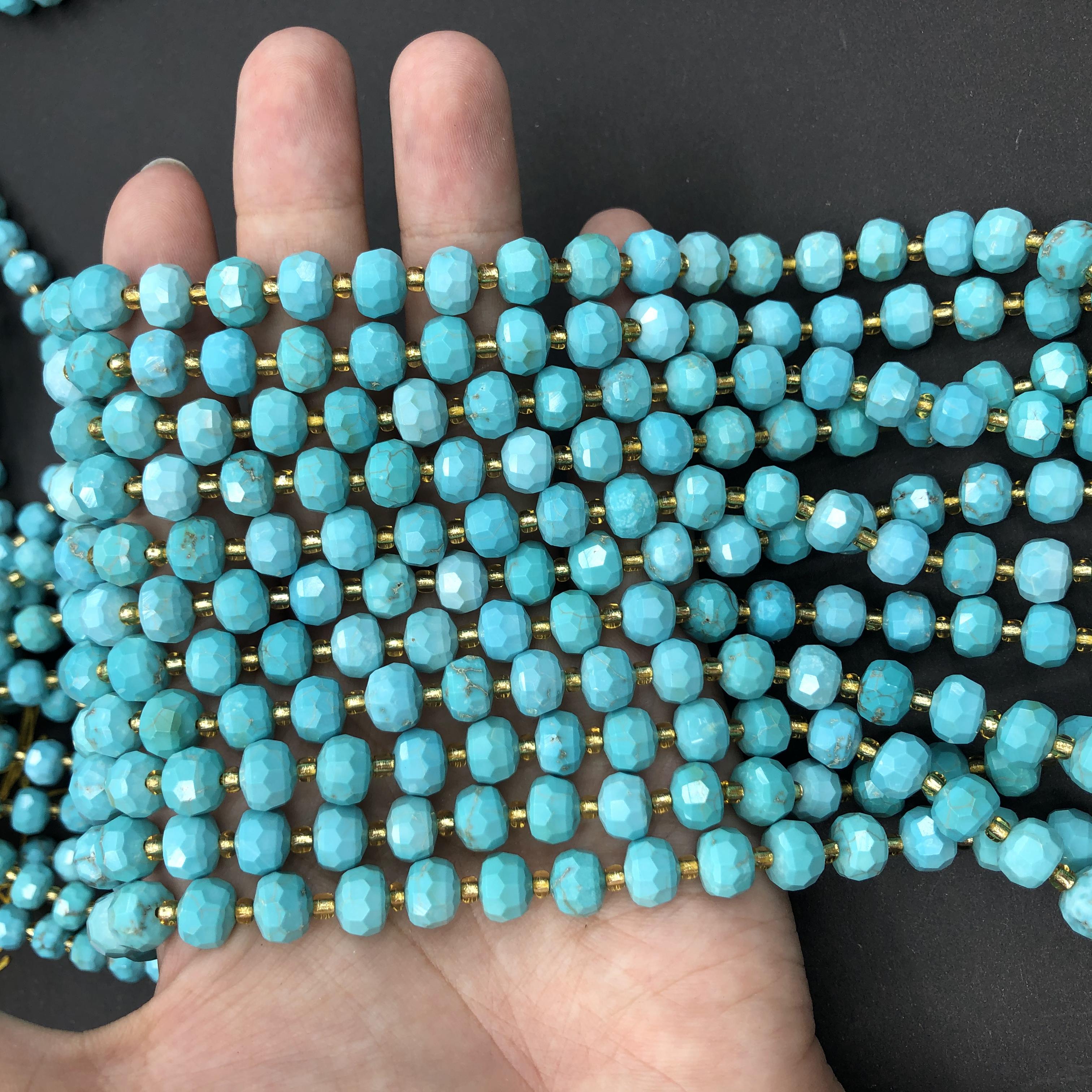 Turquoise Loose Beads Round Fcaeted Rice Rondelle Flat Oval Irregular Shape Beads