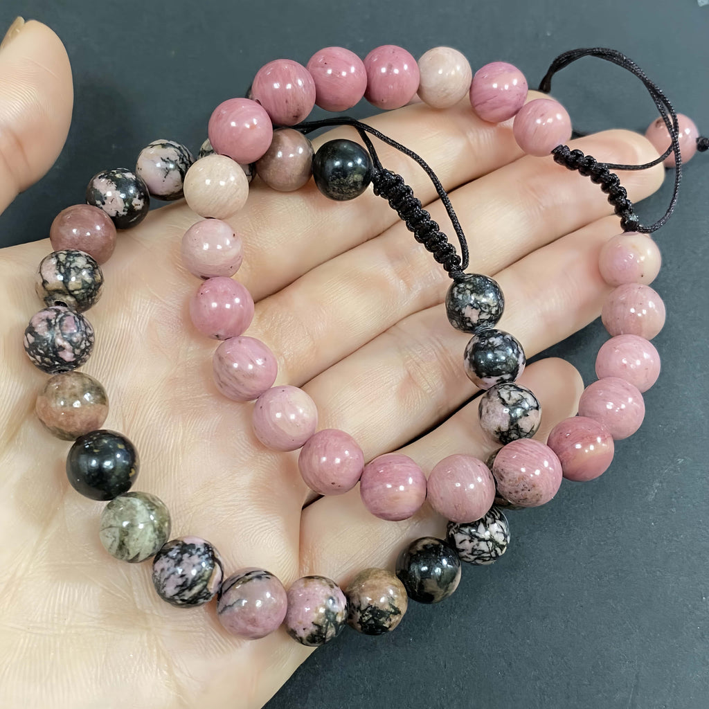 Double Rhodonite Crystal Bracelet for Love and Relationship
