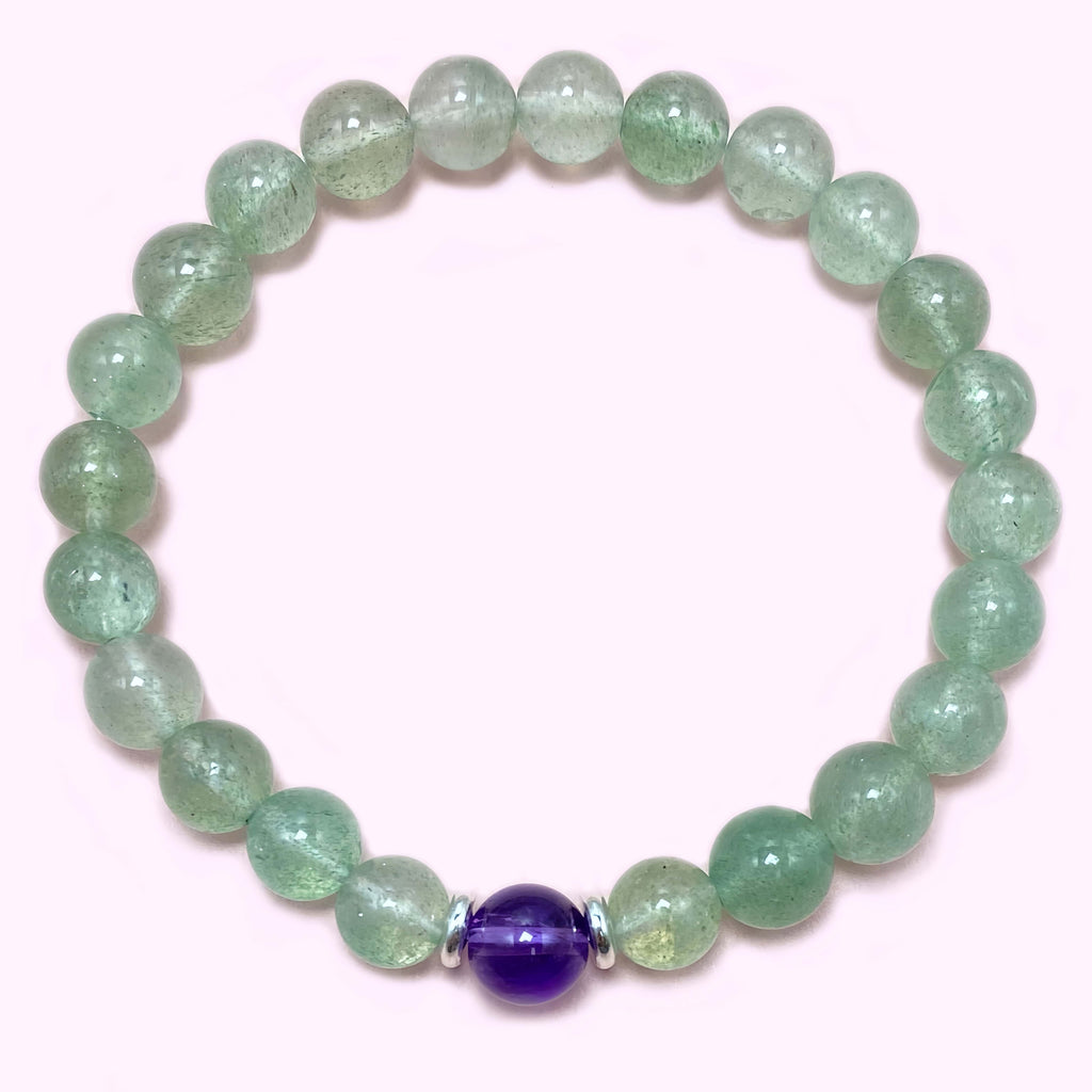 Green Strawberry Quartz to Improve Body and Health Crystal  Bracelet