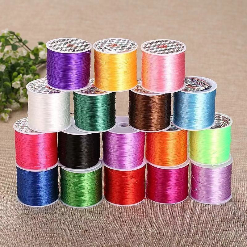$0.99/Pcs 50M/Roll 0.8mm High Quality Japan Import Elastic Cord Crystal String for Beading Premium Stretch Polyester Thread , for DIY Jewelry Making