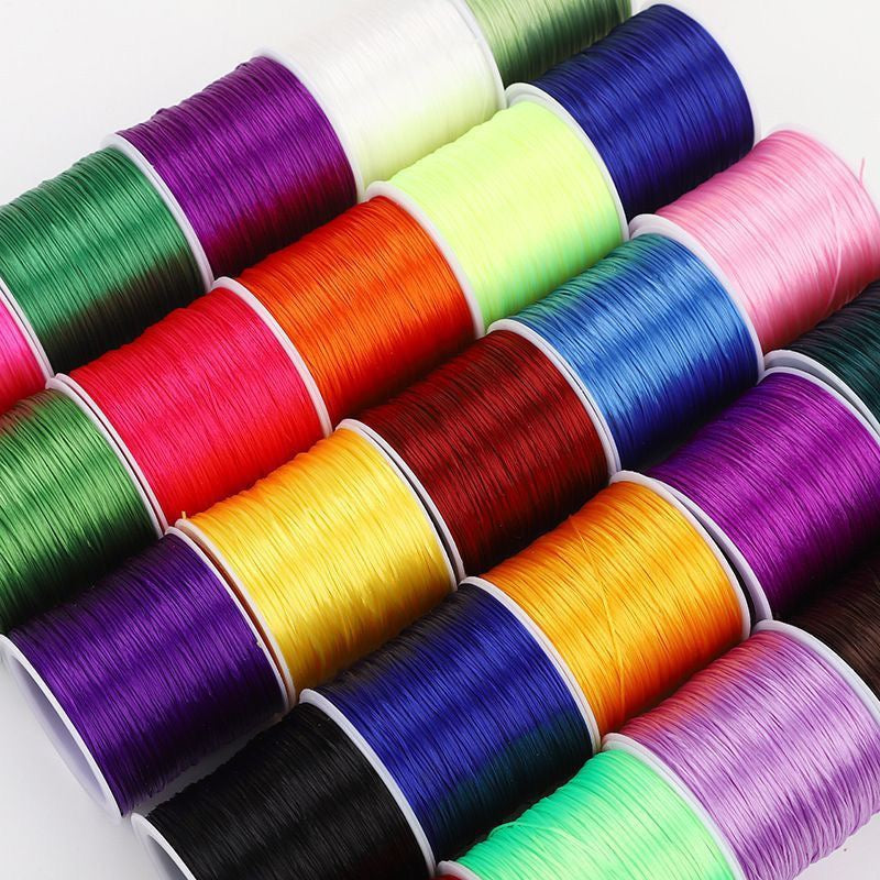 $0.99/Pcs 50M/Roll 0.8mm High Quality Japan Import Elastic Cord Crystal String for Beading Premium Stretch Polyester Thread , for DIY Jewelry Making