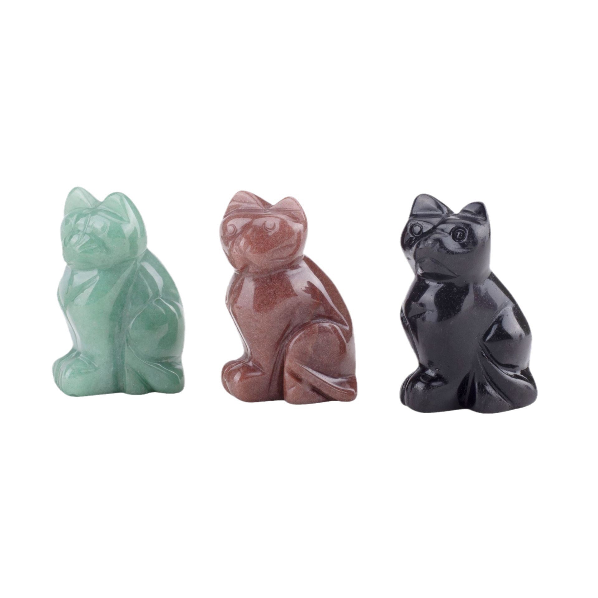 Cat Statue Hand Carved Animal Figurine